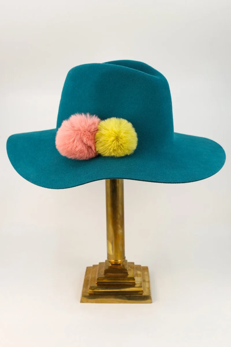 Powder Hat Wool Felt - Cassandra in Teal 13189