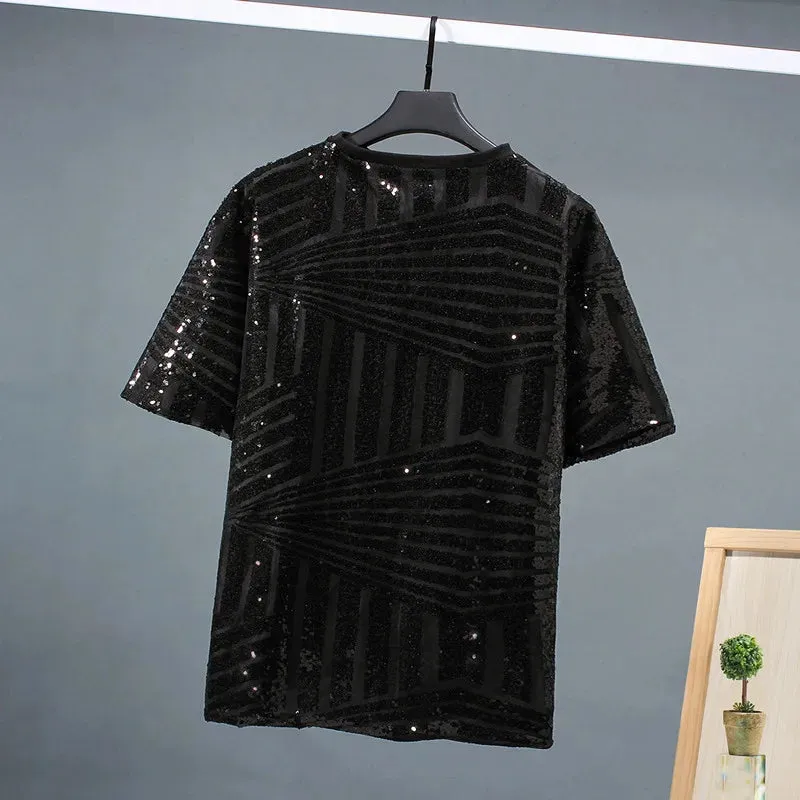 Pre Order:  Geometric Sequined Loose Fit T-Shirt