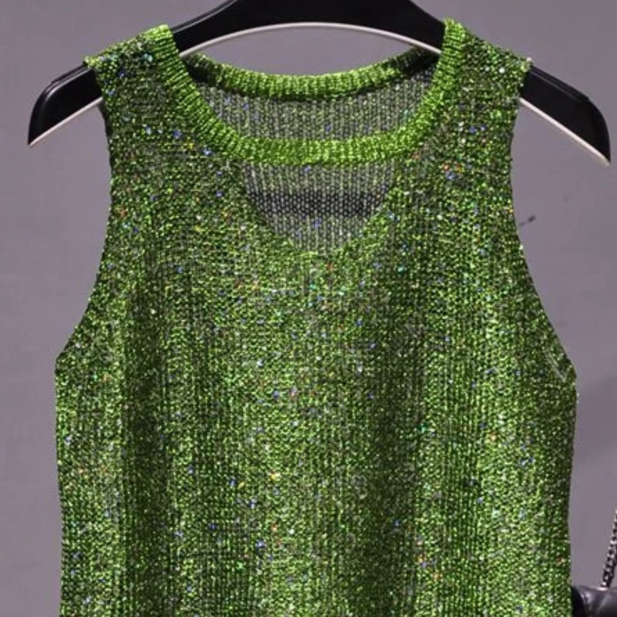 Pre Order:  Sequined Hollow-Out Tank Top