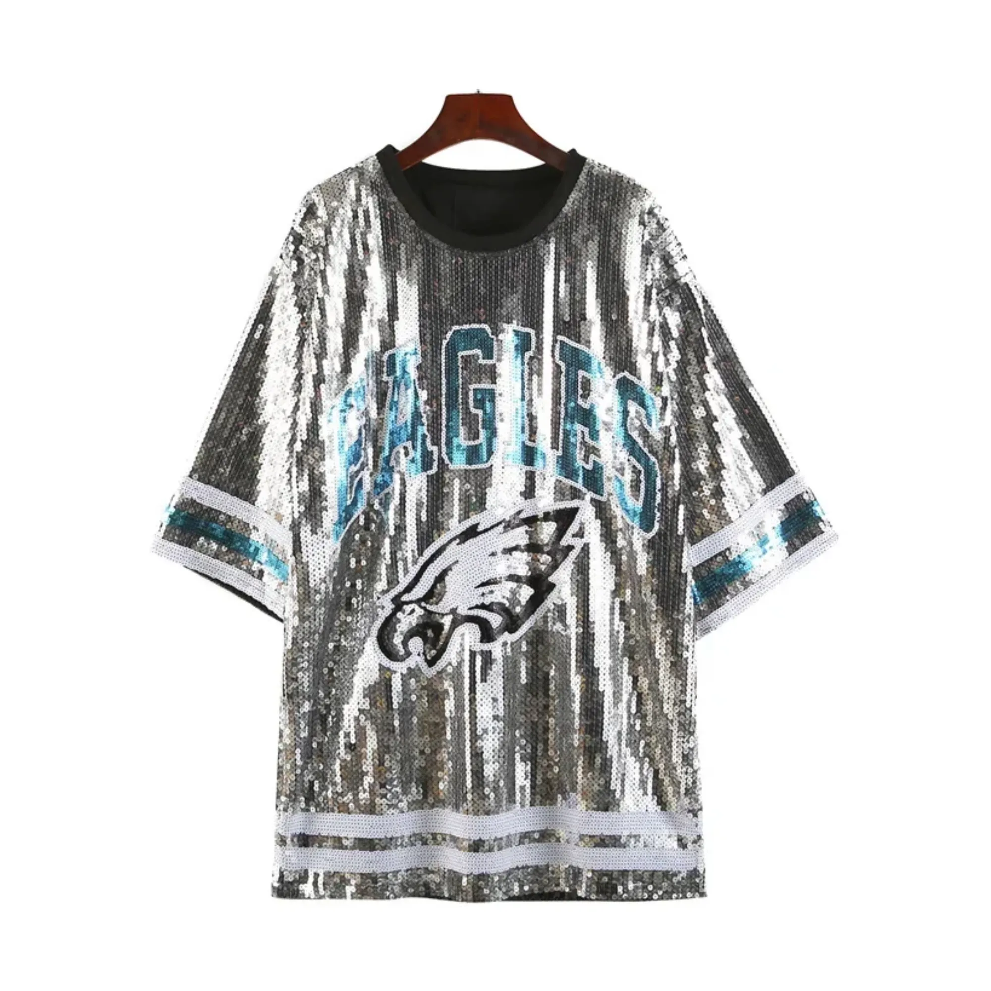 Pre Order:  Silver Sequined Loose Jersey Top