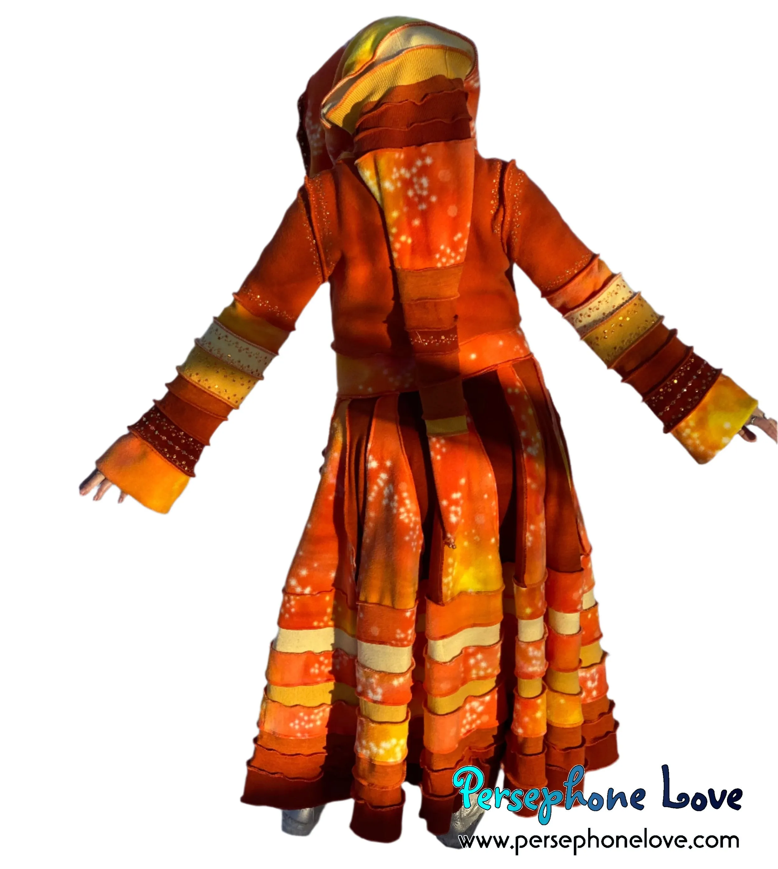 "Fireball" Galaxy needle-felted wool/cashmere patchwork Katwise-inspired sweatercoat-2516