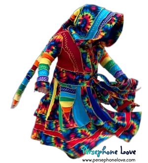 "Fractals" GODDESS SIZE Rainbow embroidered/felted/sequins cashmere patchwork Katwise-inspired sweatercoat-2539