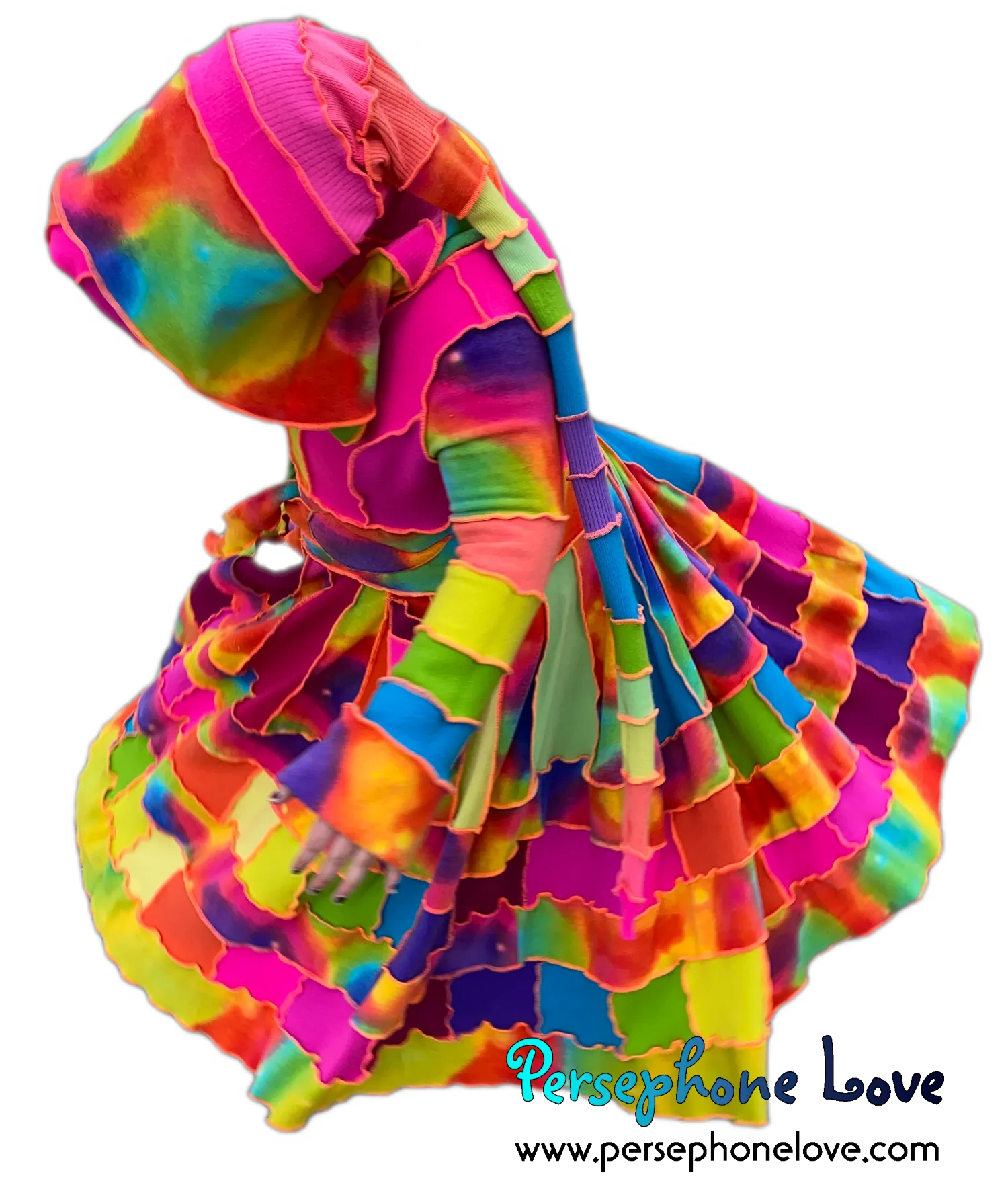 "Sun Models" GODDESS SIZE Neon Rainbow embroidered/felted cashmere patchwork Katwise-inspired sweatercoat-2535