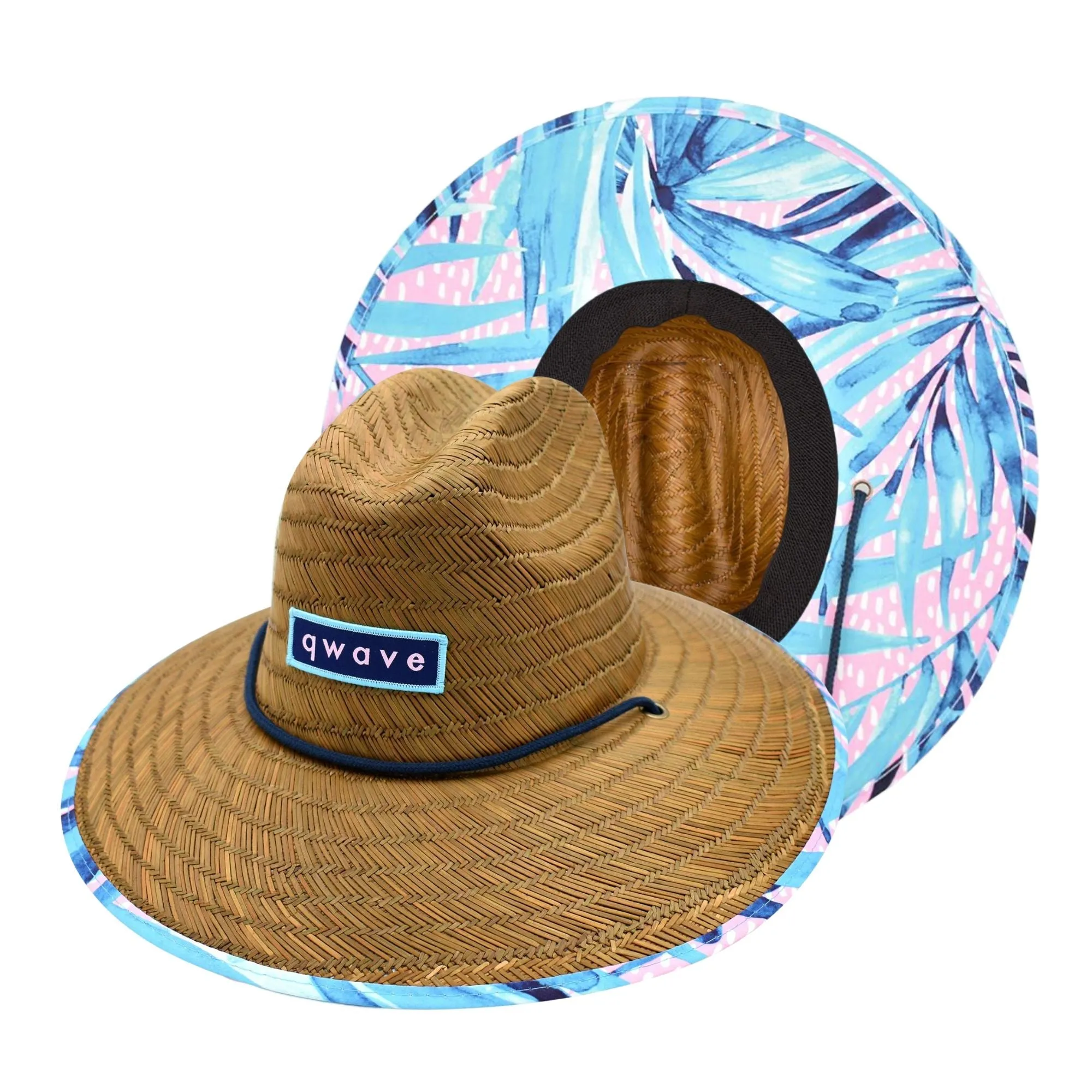 Qwave Straw Hats for Women - Stylish Tropical Print Designs, Beach Gear Sun Hats for Women, Lifeguard Hat with Sun Protection - Jungle Cat Print