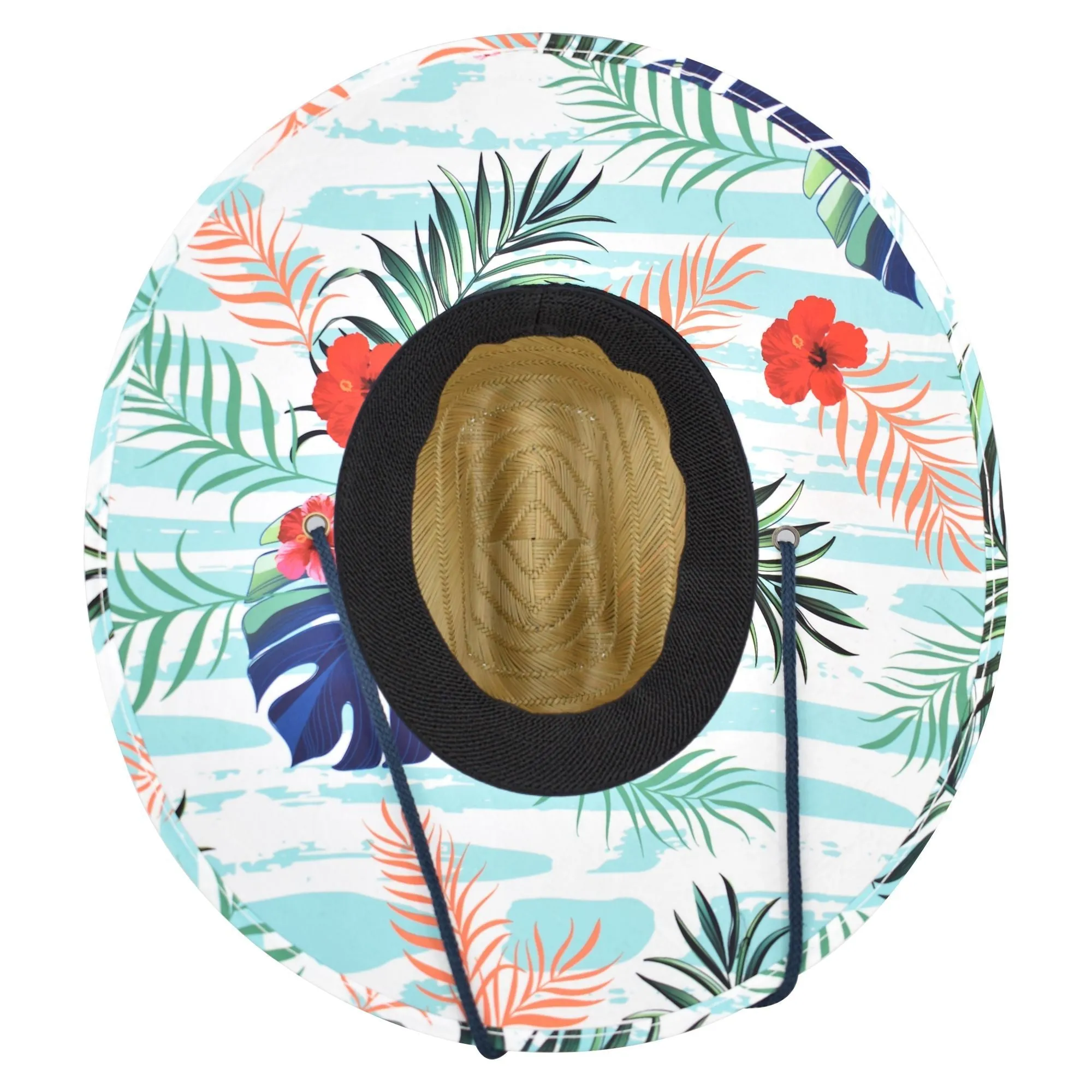 Qwave Straw Hats for Women - Stylish Tropical Print Designs, Beach Gear Sun Hats for Women, Lifeguard Hat with Sun Protection - Jungle Cat Print