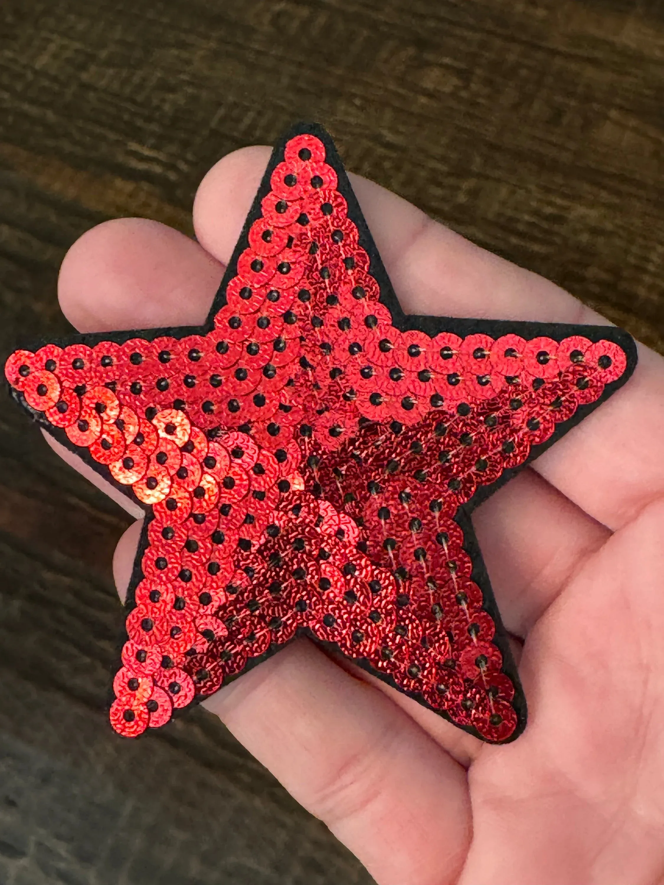 Red Sequin Star Iron On Patch