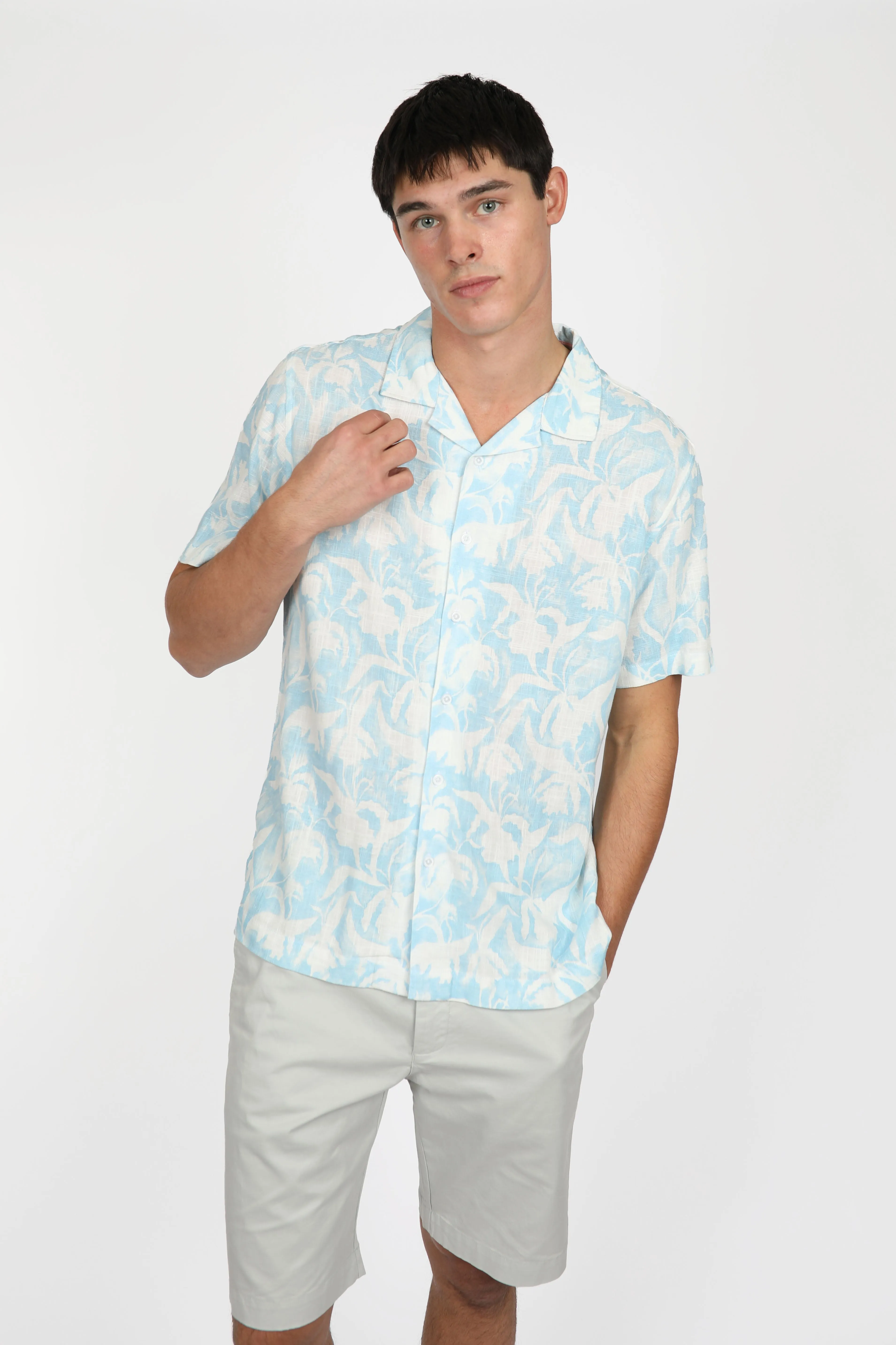 Relaxed Fit Mist Cuban Collar Shirt