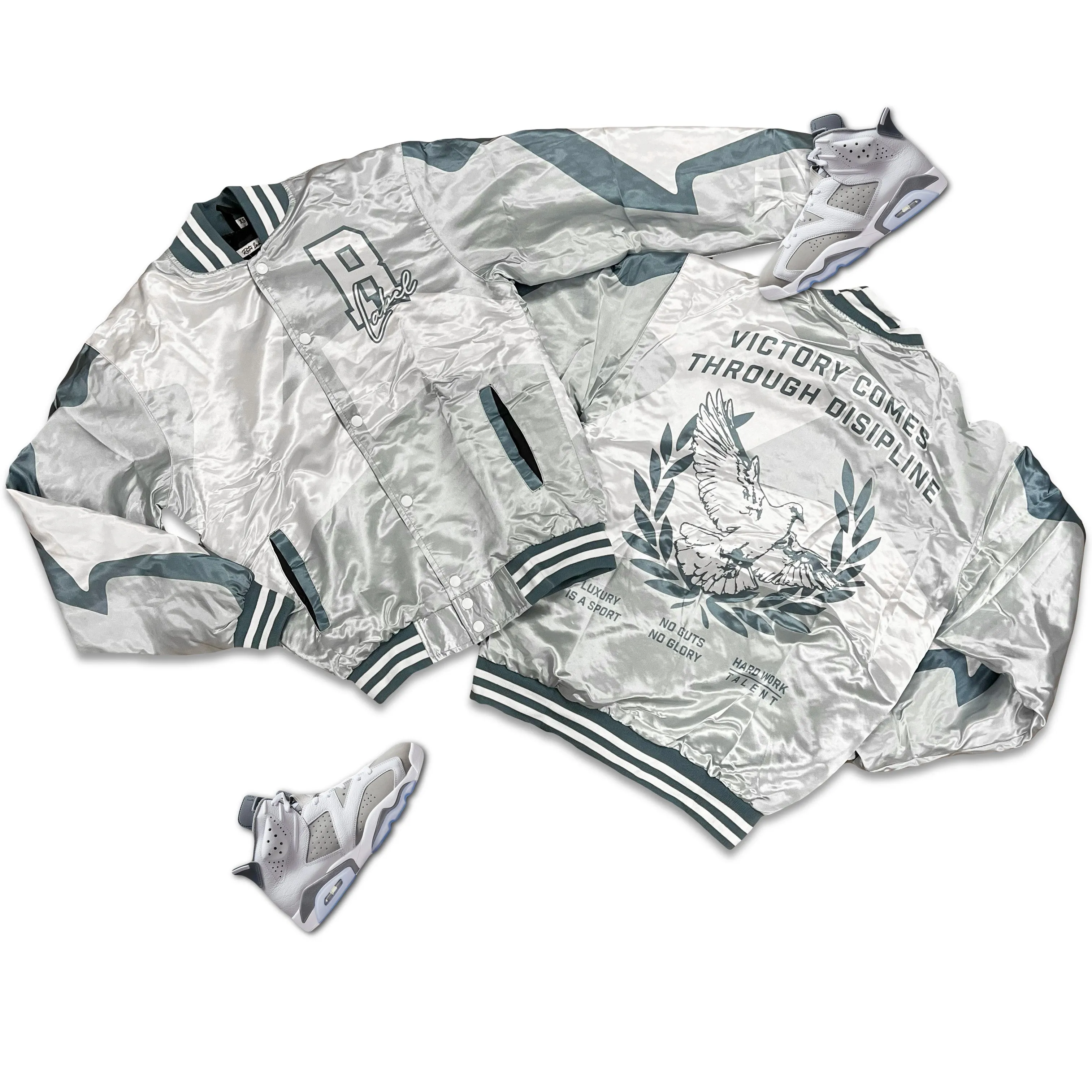 RETRO LABEL Victory Satin JACKET (RETRO 6 Cool Grey)