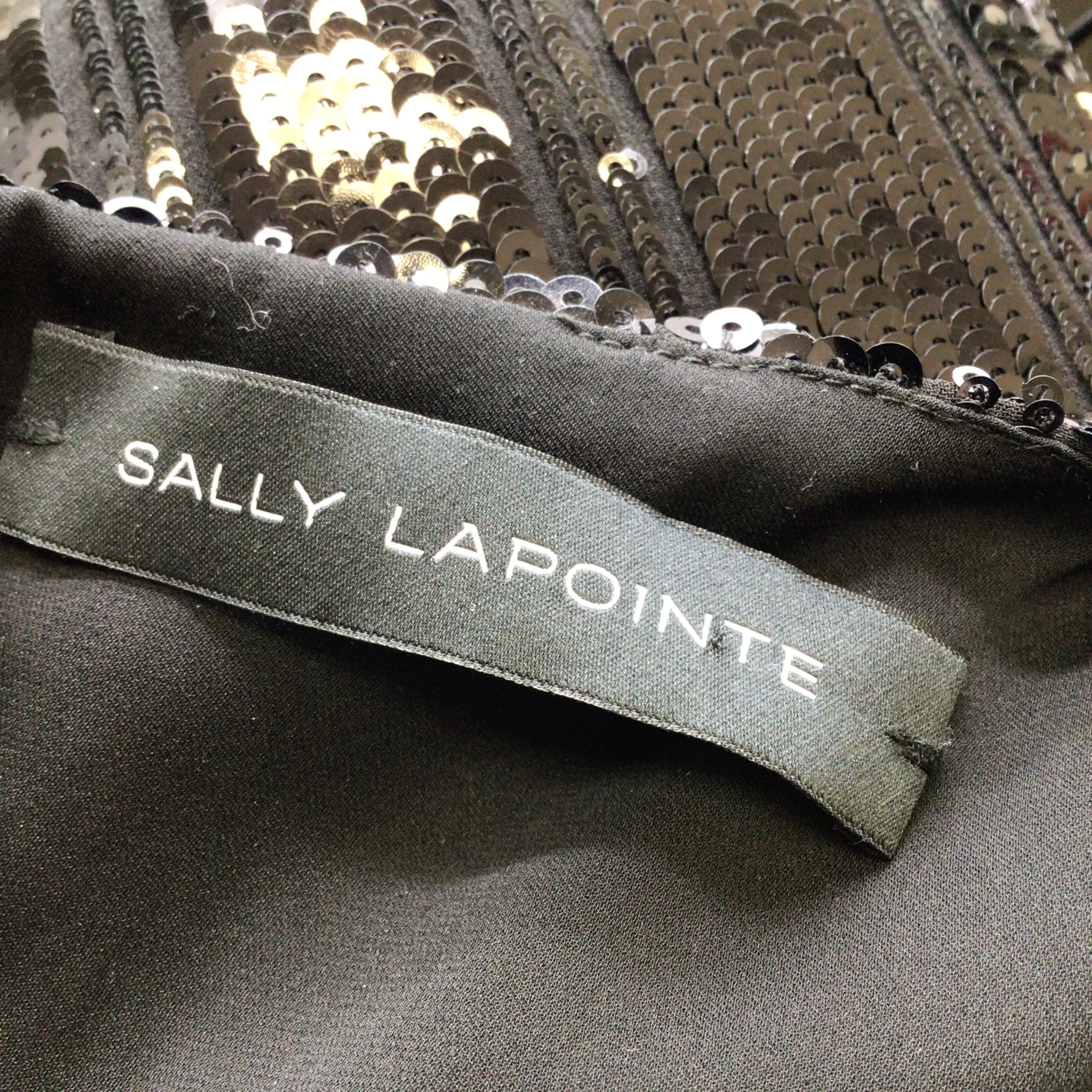 Sally LaPointe Black Sequined Long Sleeved Top