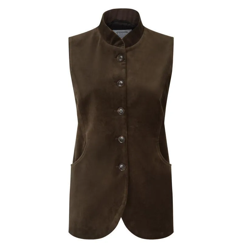 Schoffel Nehru Ladies Velvet Waistcoat - Espresso