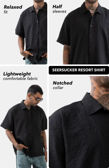 Seersucker Resort Shirt // Black