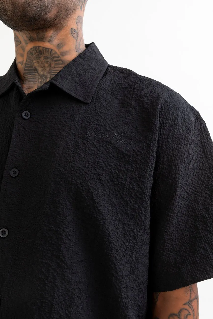 Seersucker Resort Shirt // Black