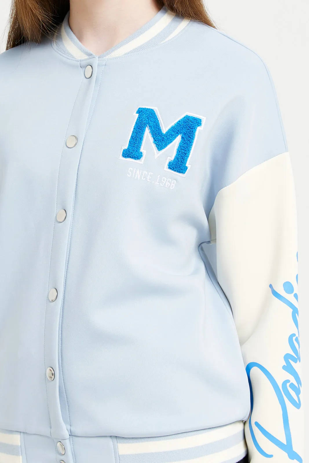 Senior Girls Blue Baseball Scuba Jacket