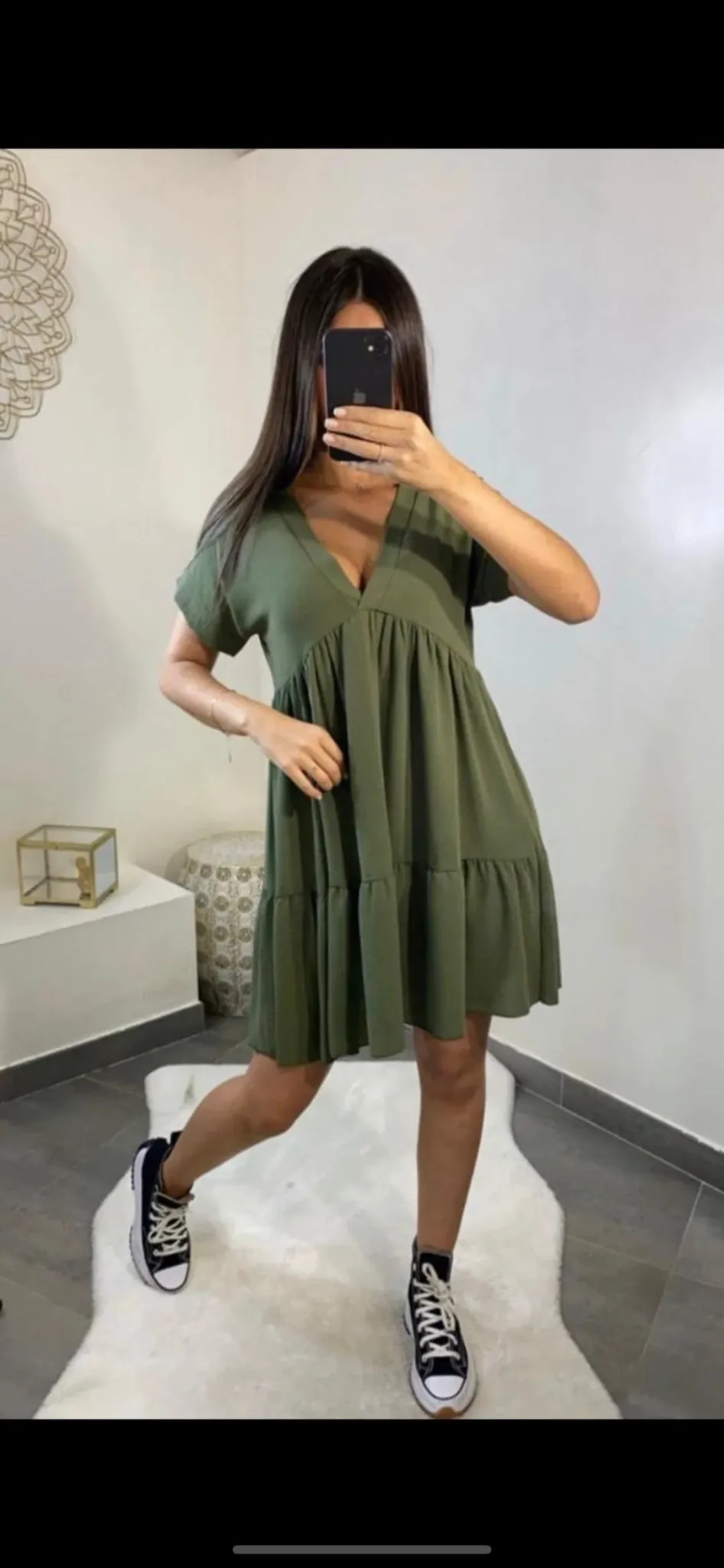 Shyla V-Neck Smock Dress