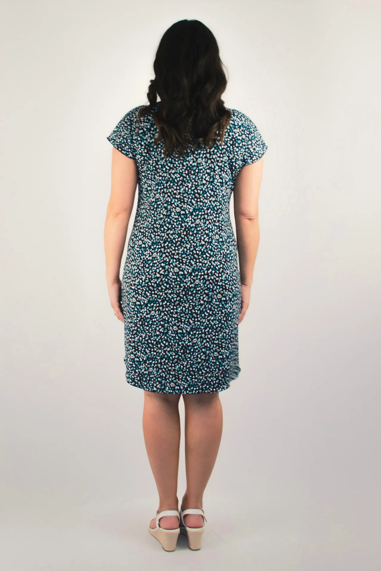 Speckles Print Short Sleeve Jersey Shift Dress