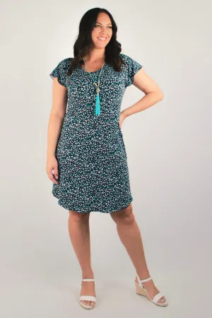 Speckles Print Short Sleeve Jersey Shift Dress