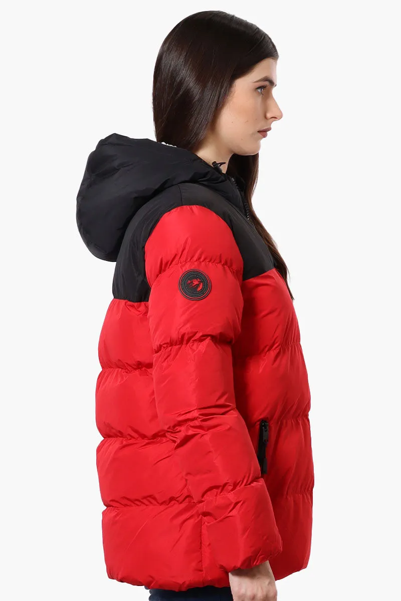 Super Triple Goose Sherpa Lined Bubble Bomber Jacket - Red