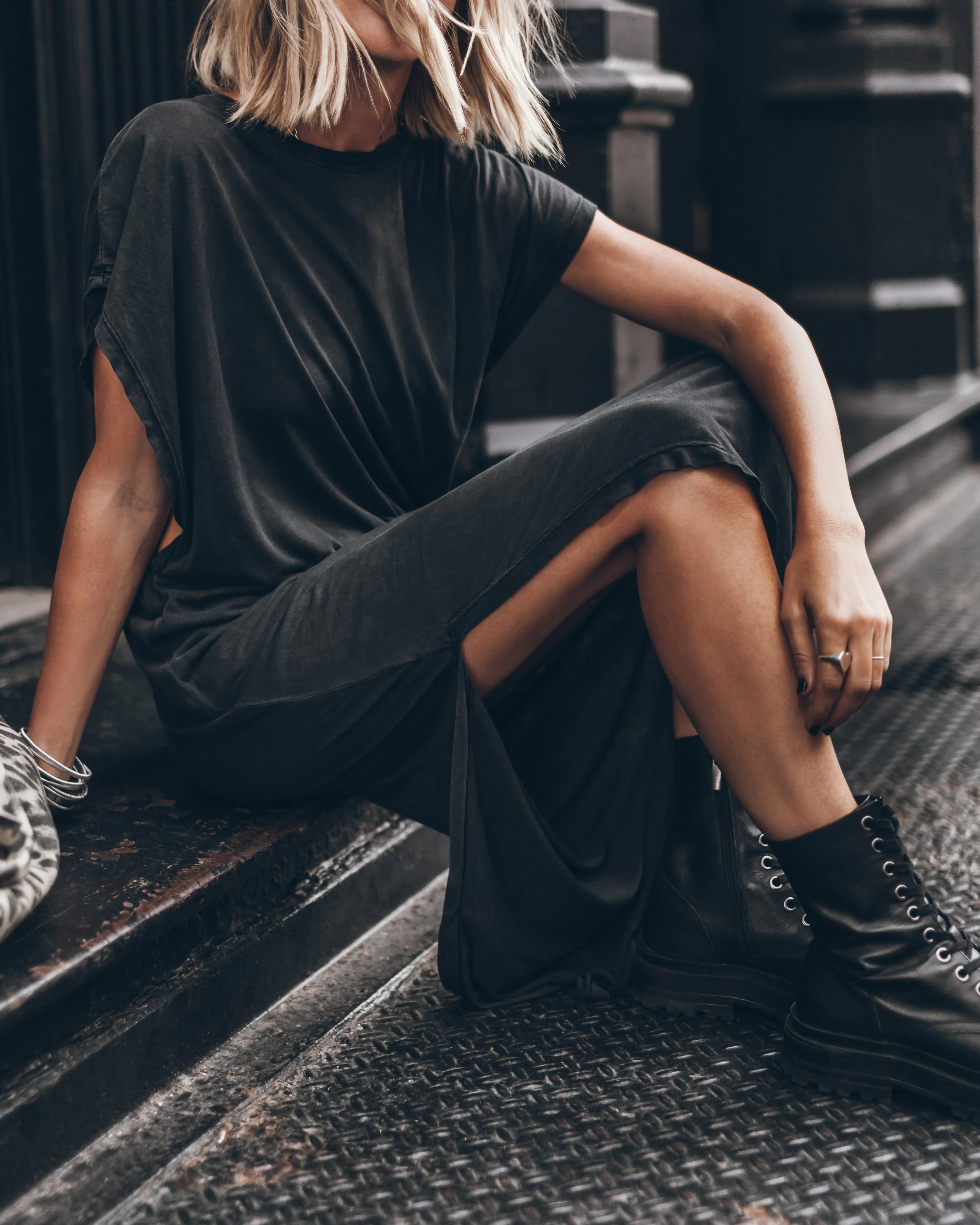 The Dark Long Batwing Dress