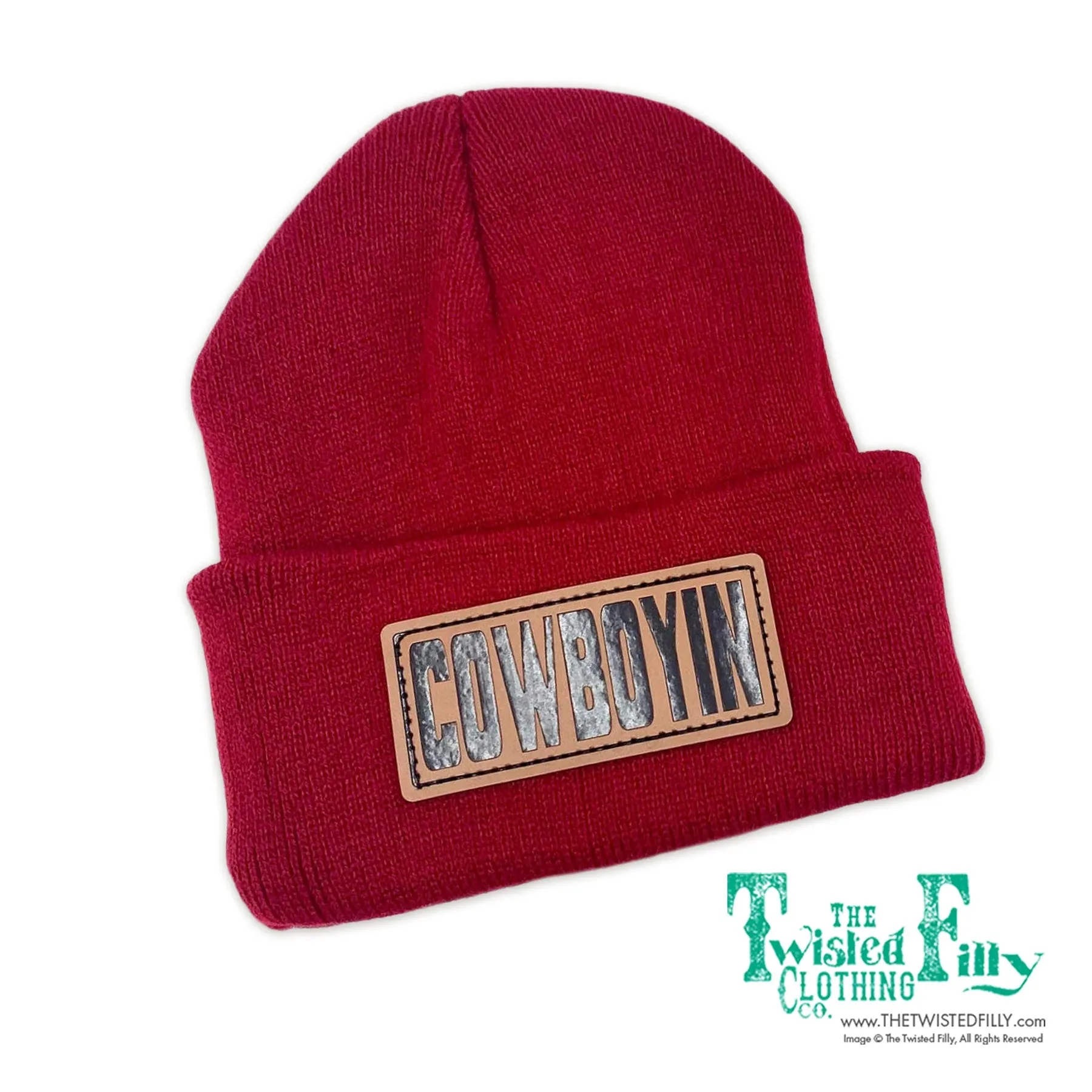 Twisted Filly Cowboyin' Leather Patch Beanie