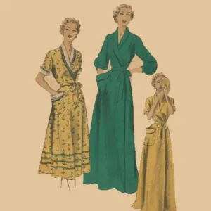 Vintage 1950s Pattern, Women's  Dressing Gown and House Coats - Bust 30" (76.2cm)