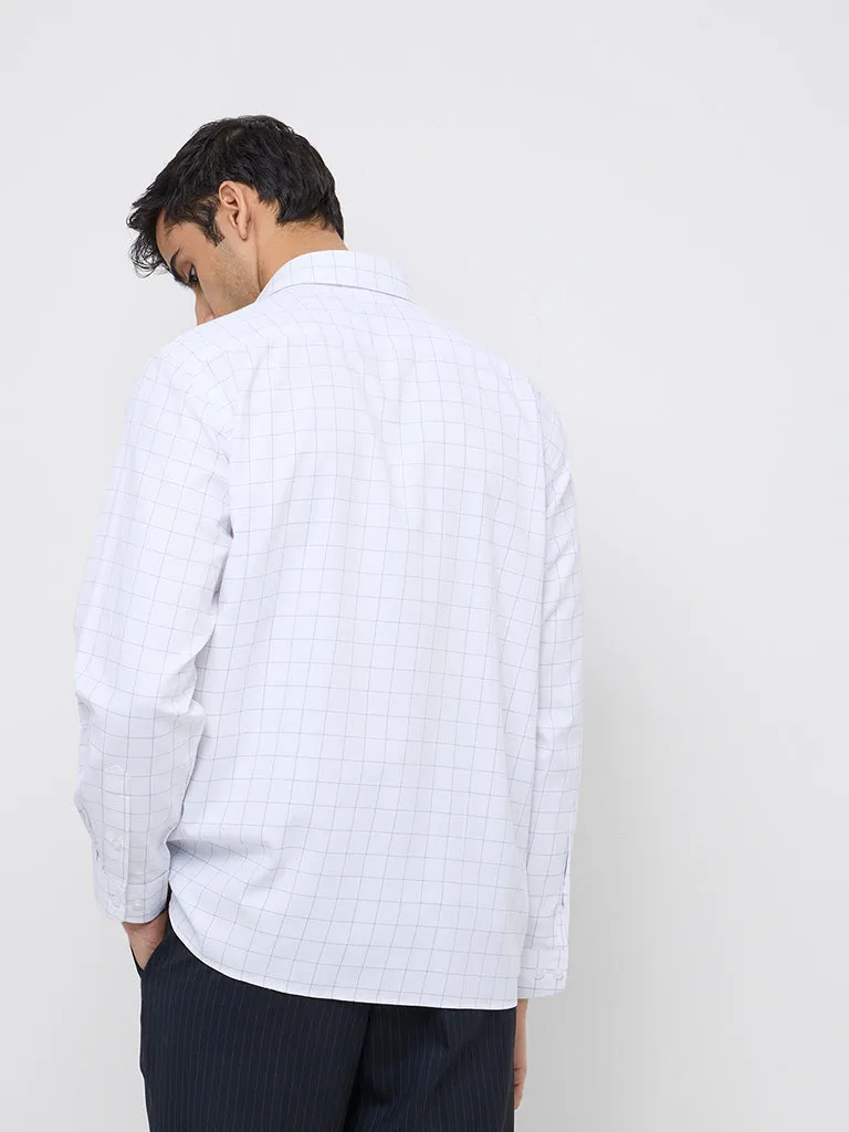 WES Formals White Checkered Relaxed-Fit Shirt