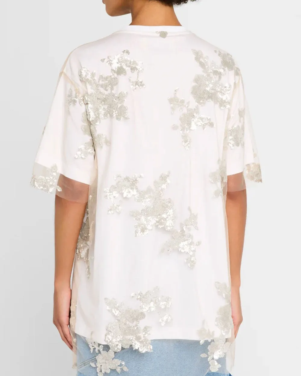 White Embroidered Relaxed T-Shirt