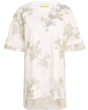 White Embroidered Relaxed T-Shirt