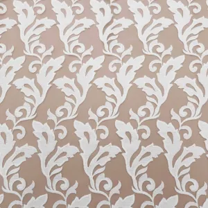 White Floral on Nude Embroidered Tulle Fabric