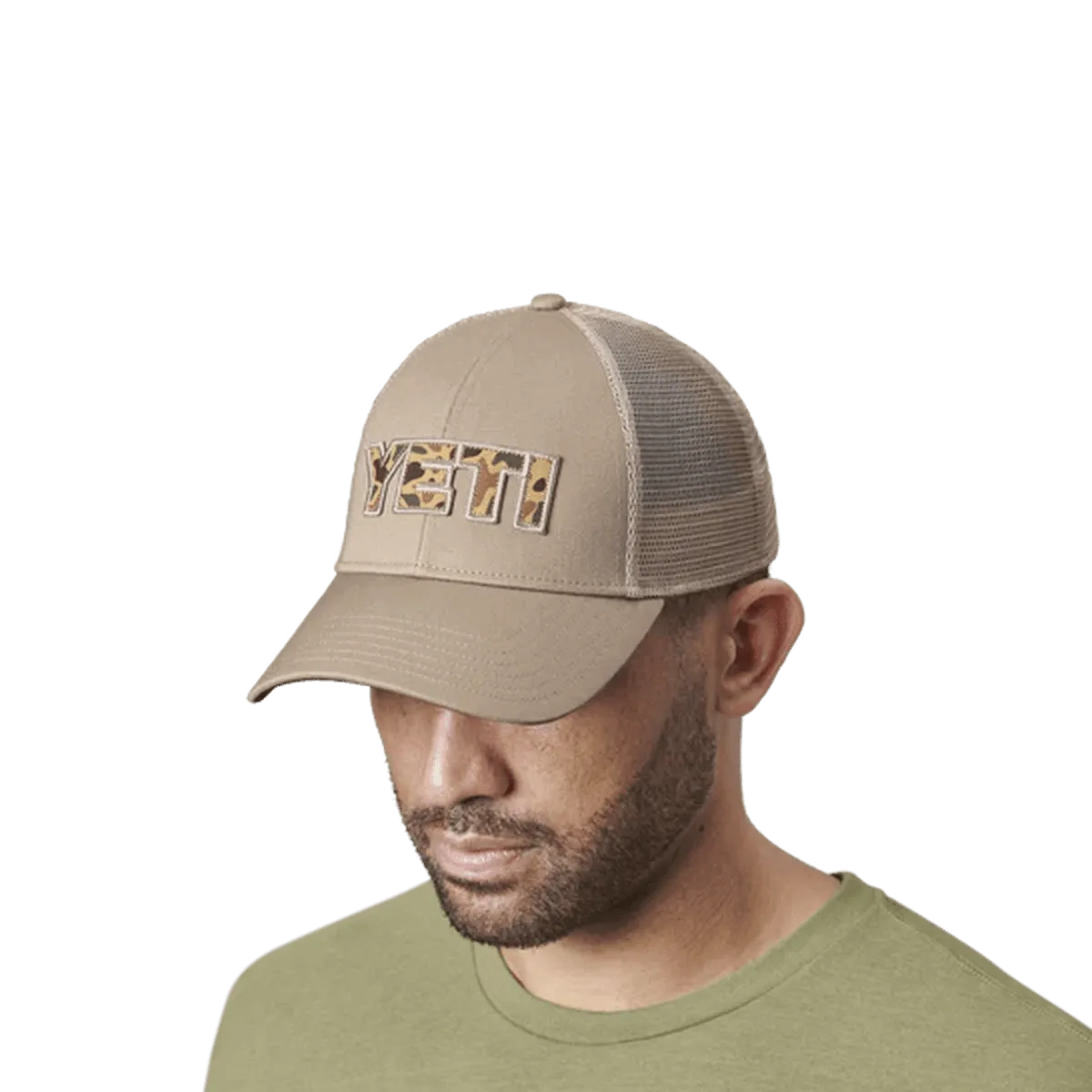 Yeti Camo Logo Khaki Trucker Cap